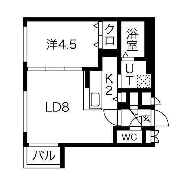 キングハウス豊平4条9丁目(1LDK/4階)の間取り写真