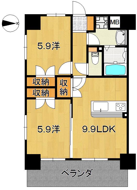 山中ハイツIII(2LDK/4階)の間取り写真