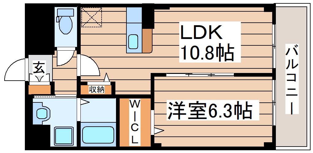 ドゥ・セードル利府(1LDK/2階)の間取り写真