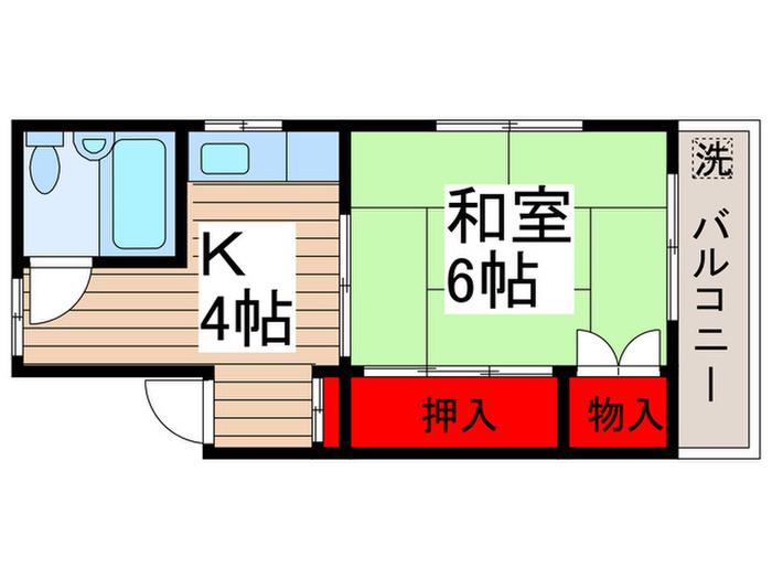 ハイツ冨田(1K/2階)の間取り写真