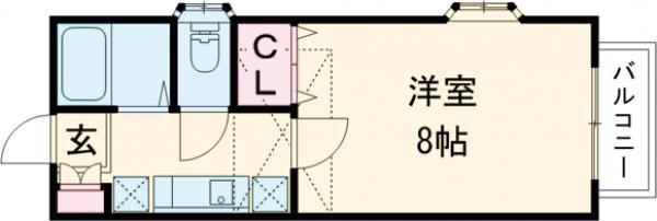 ロワール弐番館(1K/2階)の間取り写真