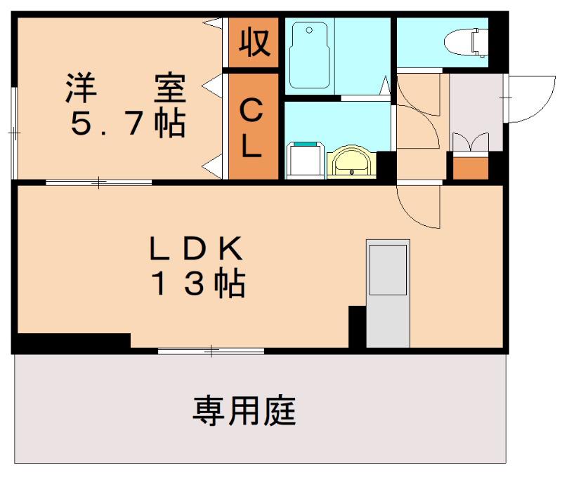 D-ROOM本城東(1LDK/3階)の間取り写真