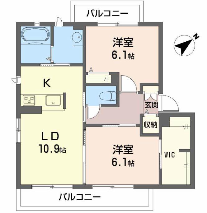 パークアベニュー参番館(2LDK/3階)の間取り写真