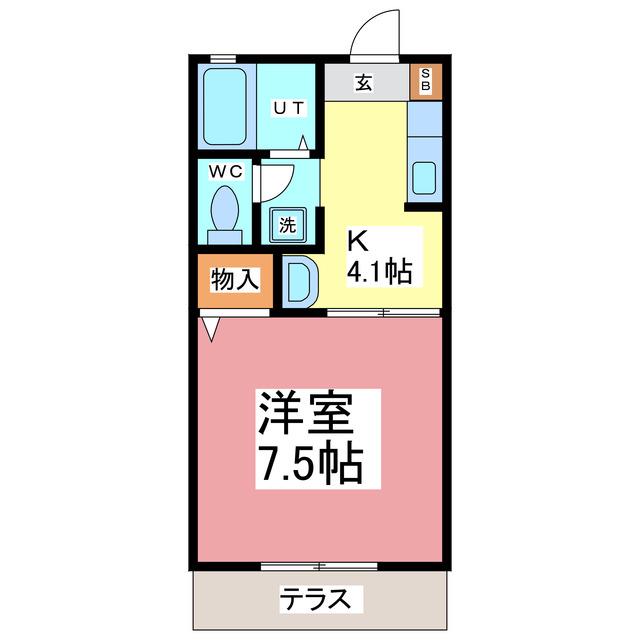 コーポ碧空II(1K/1階)の間取り写真