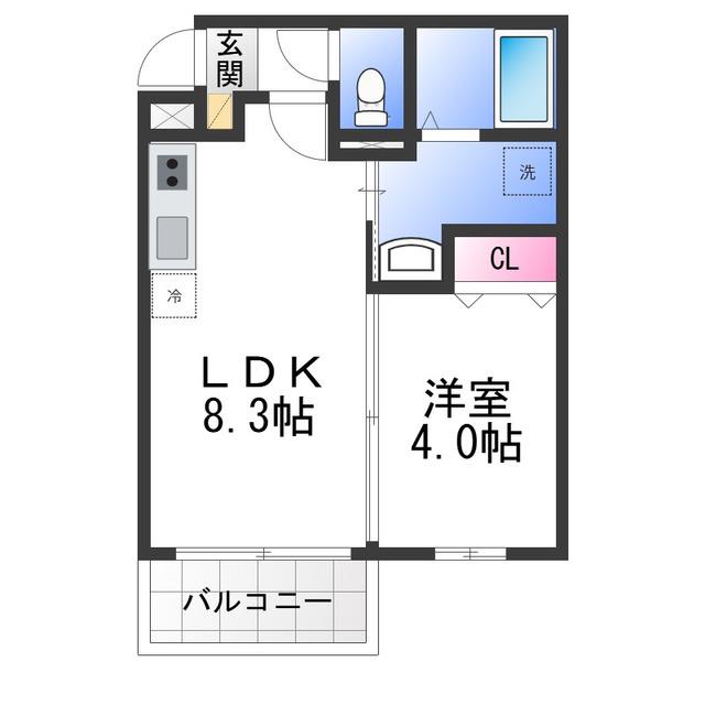ALEGRIA泉佐野鶴原ノース(1LDK/1階)の間取り写真