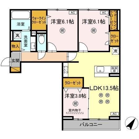 D-KISARIA WV(3LDK/2階)の間取り写真