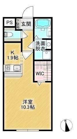 MIRUTEI CARINA(1K/2階)の間取り写真