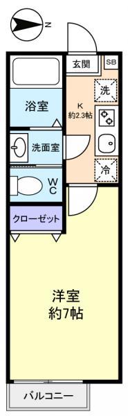 クイーンコンシェル(1K/2階)の間取り写真