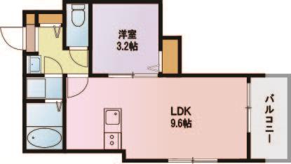 グロリオーザ新都心A(1LDK/2階)の間取り写真