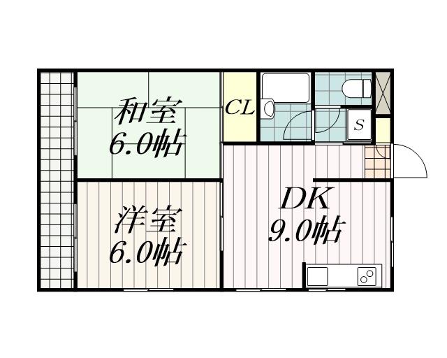 グレースタカハシ(2DK/2階)の間取り写真