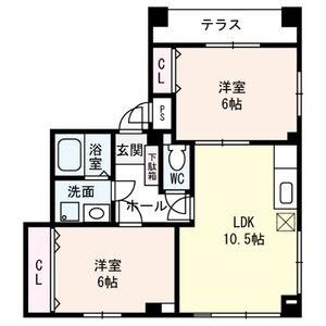 リヴェール曽根(2LDK/1階)の間取り写真