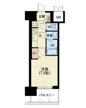 スプランディッド難波III(1K/14階)の間取り写真