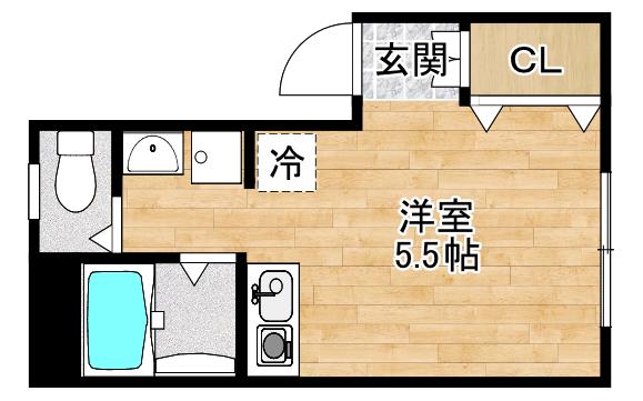 シャトレー箕面2ND(ワンルーム/1階)の間取り写真
