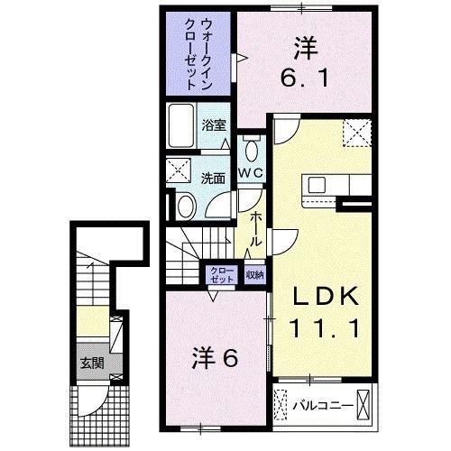 KEEP GOING(2LDK/2階)の間取り写真