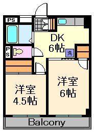 メゾンタハラ(2DK/4階)の間取り写真