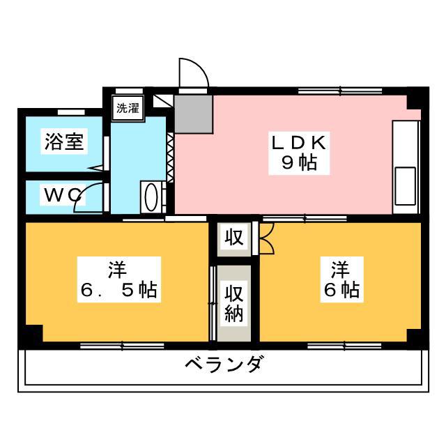 第1ふじたけマンション(2LDK/4階)の間取り写真