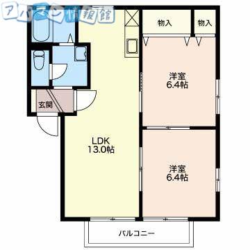 シャーメゾン ランブル A(2LDK/1階)の間取り写真