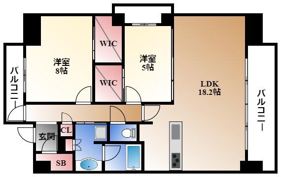 アンアージュ白壁(2LDK/4階)の間取り写真