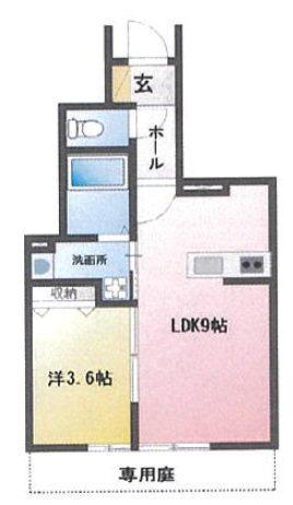 AVANTIA STAGE 中島新町(1LDK/1階)の間取り写真