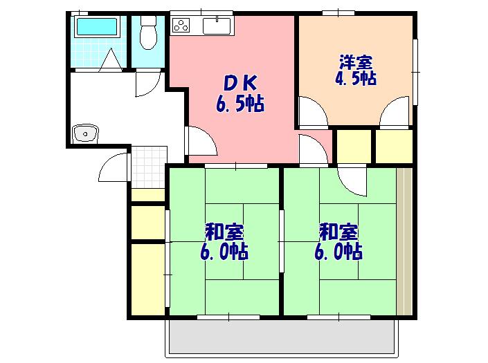 ファミール宗像(3DK/2階)の間取り写真