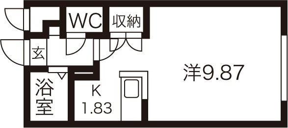 パスカル山の手(1K/2階)の間取り写真