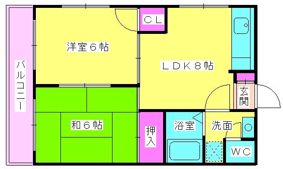 サンハイツKIDO(2LDK/3階)の間取り写真