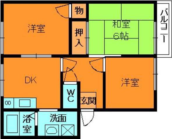 サニーコート結崎(3DK/2階)の間取り写真
