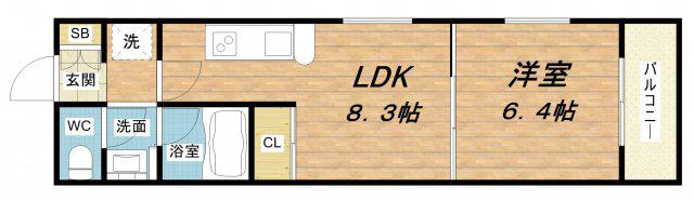 コンソラーレ上町台II(1LDK/3階)の間取り写真