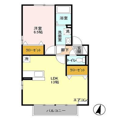 タウンハウス フォレ(1LDK/1階)の間取り写真