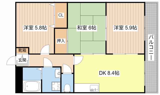 フォレストヴィラ(3DK/2階)の間取り写真