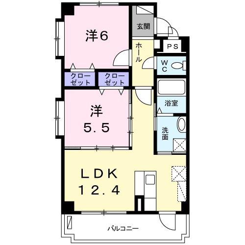 ラテール(2LDK/4階)の間取り写真