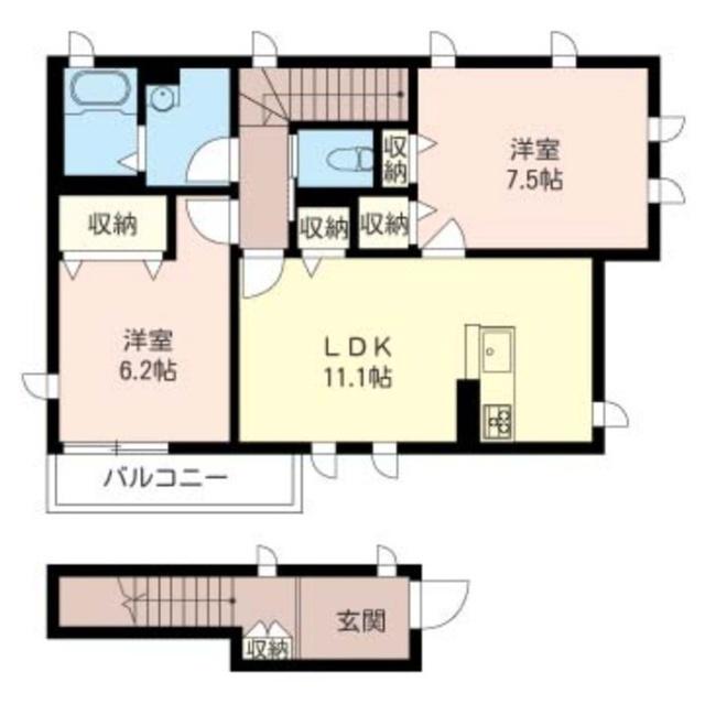 エストマーヴェ(2LDK/2階)の間取り写真
