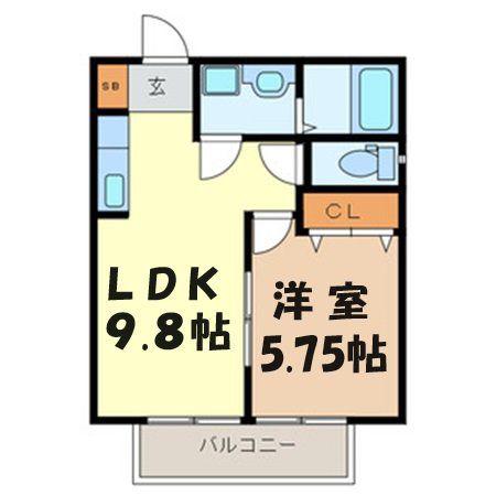 ビュー アイルA棟(1LDK/1階)の間取り写真