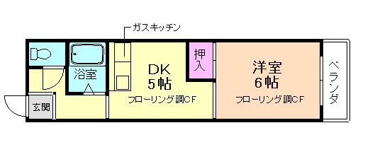 リアライズ蛍池(1DK/4階)の間取り写真