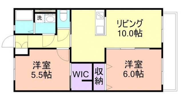 ローパスI(2LDK/1階)の間取り写真