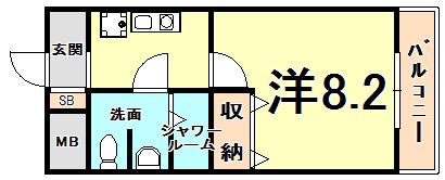 コンセール愛宕山(1K/2階)の間取り写真