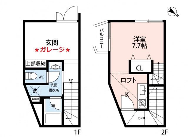 クワトロ・ヴィラ竹下(1SK/1階)の間取り写真