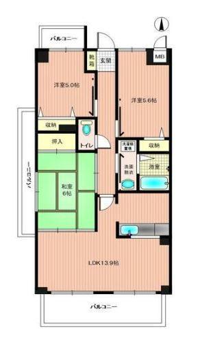スカール屋島(3LDK/2階)の間取り写真