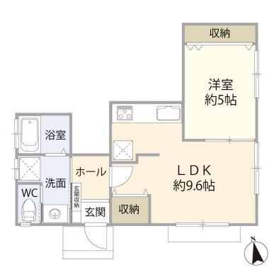 カーサ吉田(1LDK/1階)の間取り写真