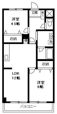 ペレンゼ原(2LDK/3階)の間取り写真