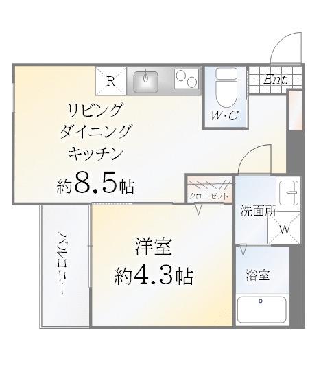 アウリー綾瀬(1LDK/3階)の間取り写真