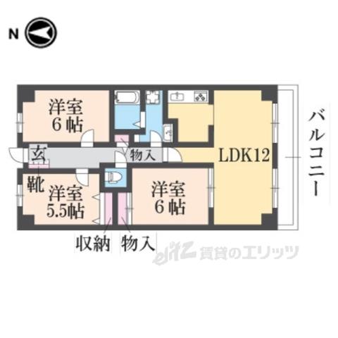 PHOENIXCOURT交野1(3LDK/6階)の間取り写真