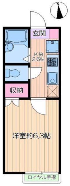 カーサーアオイA・B(1K/2階)の間取り写真