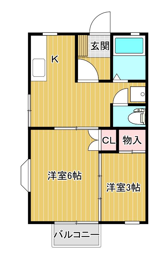 コーポ すず蘭(2K/2階)の間取り写真
