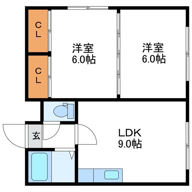 ノースシティ22(2LDK/3階)の間取り写真