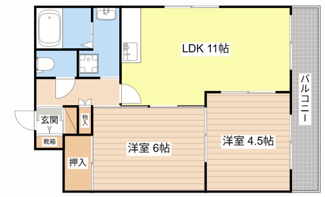 コーポドルフィン(2LDK/3階)の間取り写真