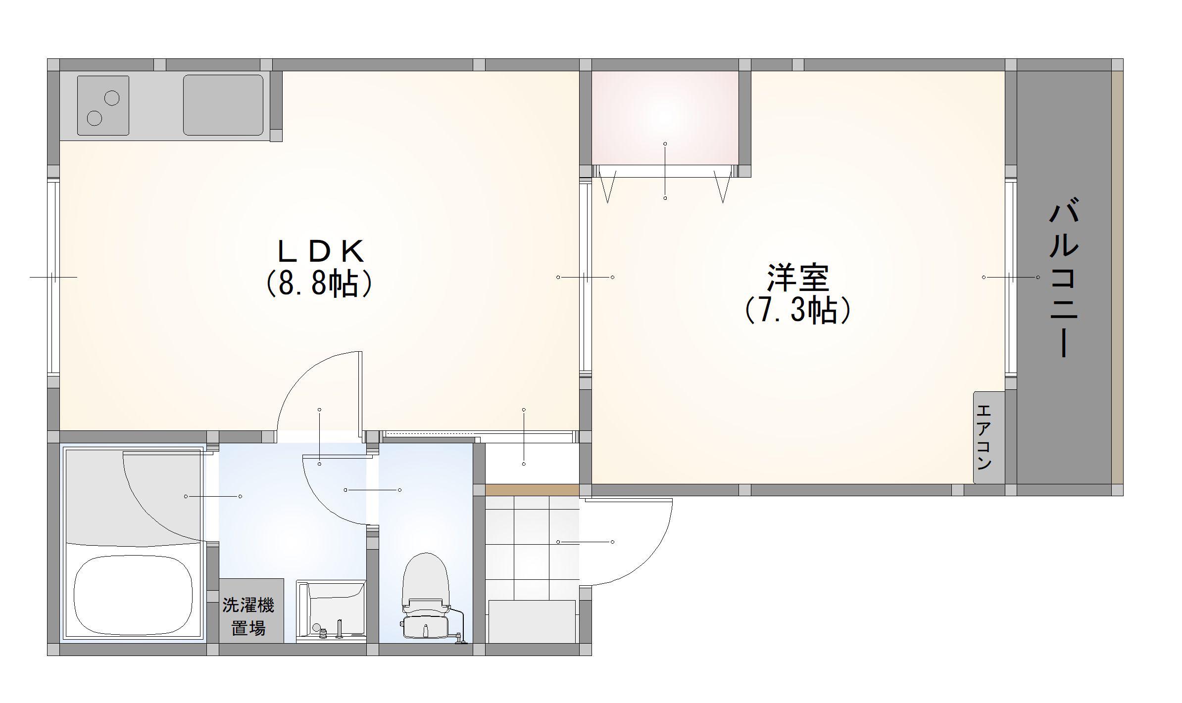 メゾンドベルI(1LDK/1階)の間取り写真