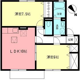 サンローズ鵠沼C(2LDK/1階)の間取り写真
