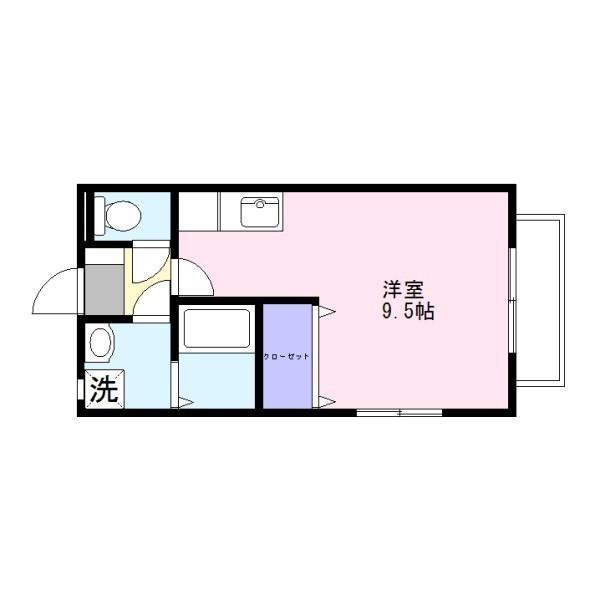 スズラン(1K/2階)の間取り写真