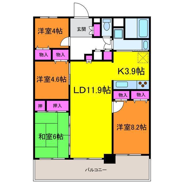 シャルマンコーポ駅南207(4LDK/2階)の間取り写真